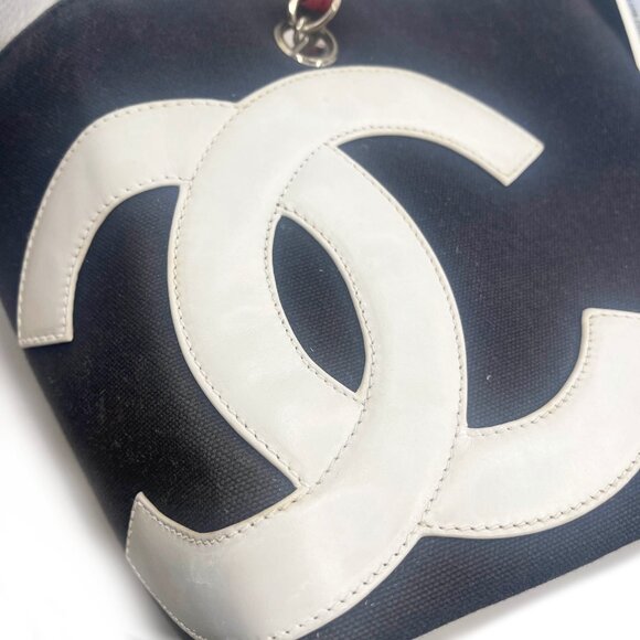 Authentic CHANEL CC No 5 Canvas Chocolate Bar Shoulder Tote Bag Quilted Chain - Picture 14 of 16